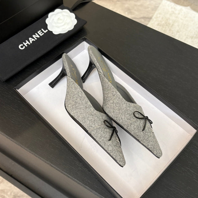 HIGH HEEL MULE 65 MM IN DOVE GRAY FELT COTH