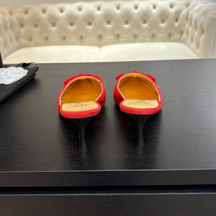 HIGH HEEL MULE 65 MM IN CANDY RED SUEDE