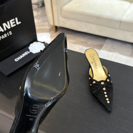 HIGH HEEL MULE 65 MM IN BLACK SUEDE