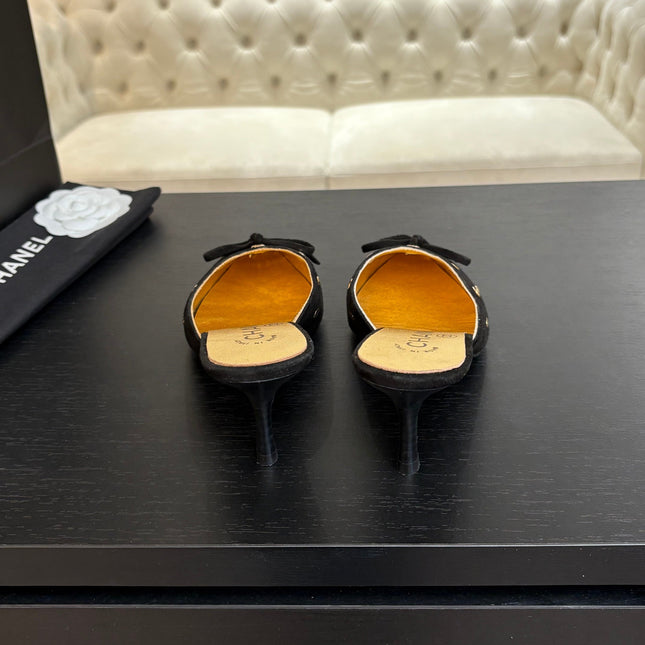 HIGH HEEL MULE 65 MM IN BLACK SUEDE