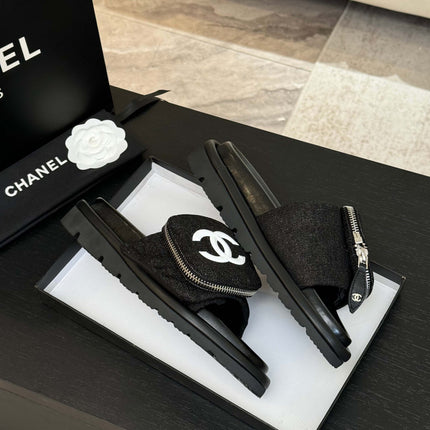 SLIDE IN BLACK DENIM FABRIC 45 MM