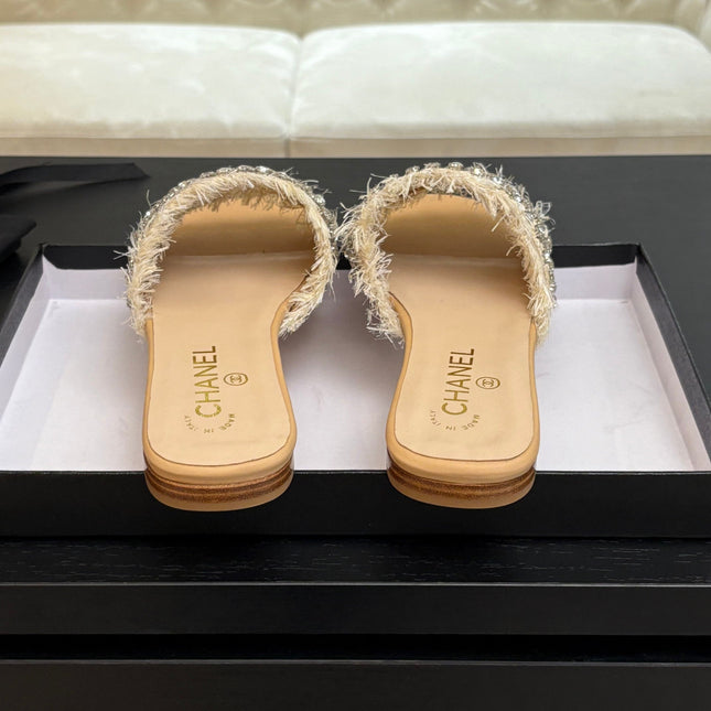 FLAT SANDALS BEIGE MIX LIGHT ORANGE WITH CRYSTALS