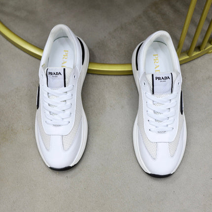 PRA SNEAKER IN WHITE CALFSKIN AND MESH FABRIC