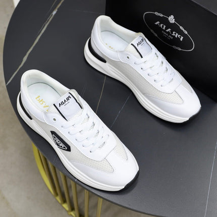 PRA SNEAKER IN WHITE CALFSKIN AND MESH FABRIC
