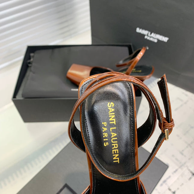 SL FISH MOUTH SANDAL PUMP OCHRE POLISHED CALFSKIN