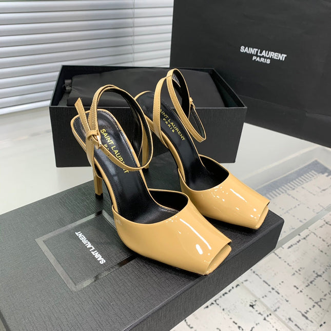 SL FISH MOUTH SANDAL PUMP FLAX POLISHED CALFSKIN