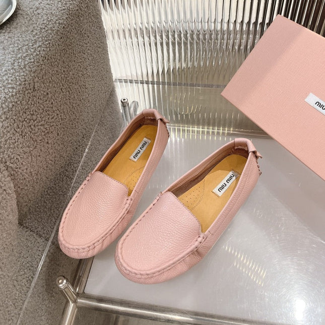 SLIP-ON HAND-SEWN SHOES LIGHT PINK COWHIDE