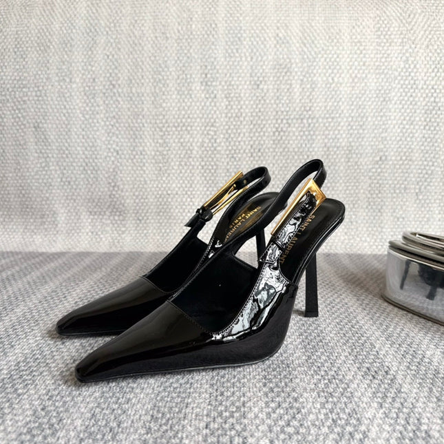 LEE SLINGBACK PUMPS 105 IN BLACK PATENT LEATHER