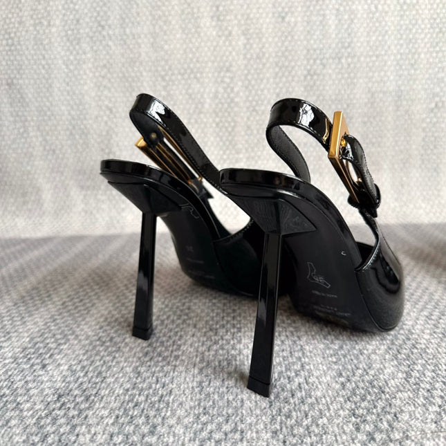LEE SLINGBACK PUMPS 105 IN BLACK PATENT LEATHER