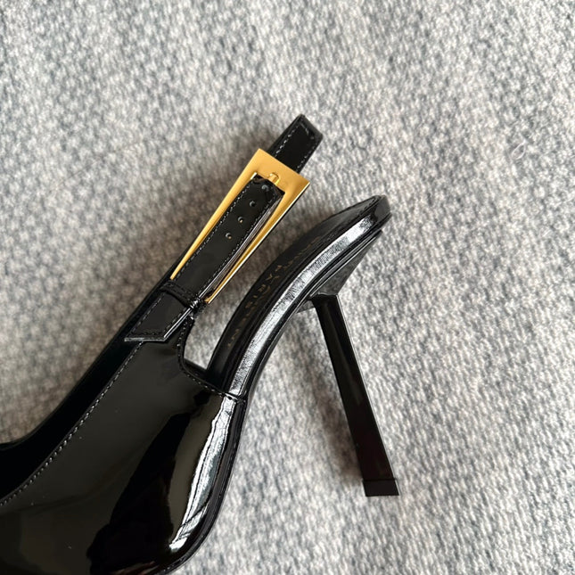LEE SLINGBACK PUMPS 105 IN BLACK PATENT LEATHER