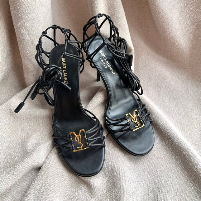 YSL HIGH HEEL 90MM IN BLACK CALFSKIN GOLD HARDWARE