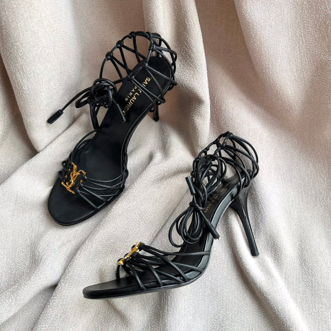 YSL HIGH HEEL 90MM IN BLACK CALFSKIN GOLD HARDWARE