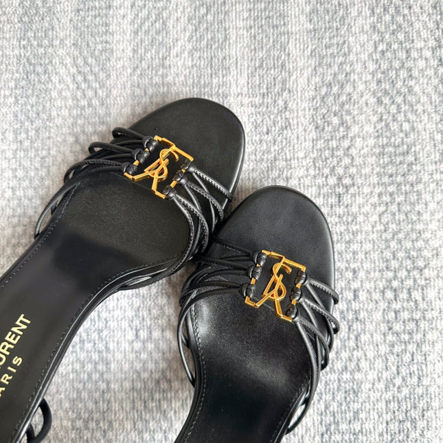 YSL HIGH HEEL 90MM IN BLACK CALFSKIN GOLD HARDWARE