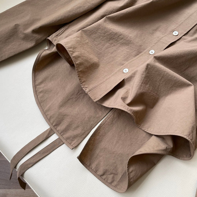 Loewe Hollow Embroidered Shirt Brown Polyester Fiber