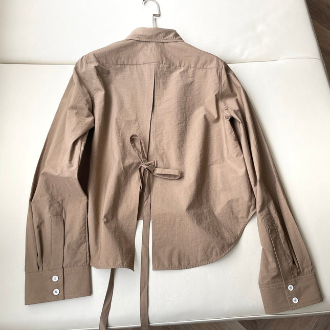 Loewe Hollow Embroidered Shirt Brown Polyester Fiber