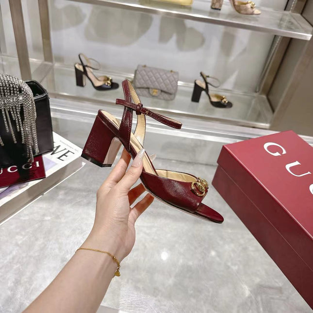 GG SLINGBACK IN BURGUNDY RED CALFSKIN