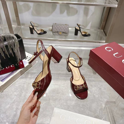 GG SLINGBACK IN BURGUNDY RED CALFSKIN
