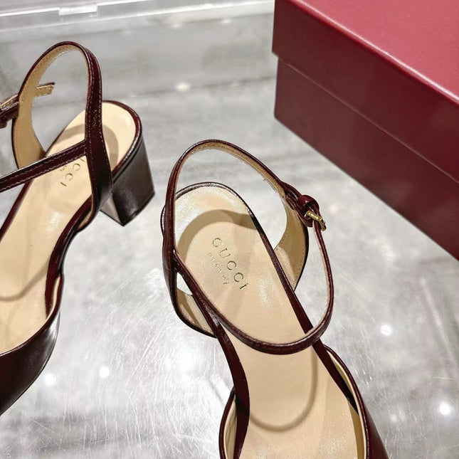 GG SLINGBACK IN BURGUNDY RED CALFSKIN