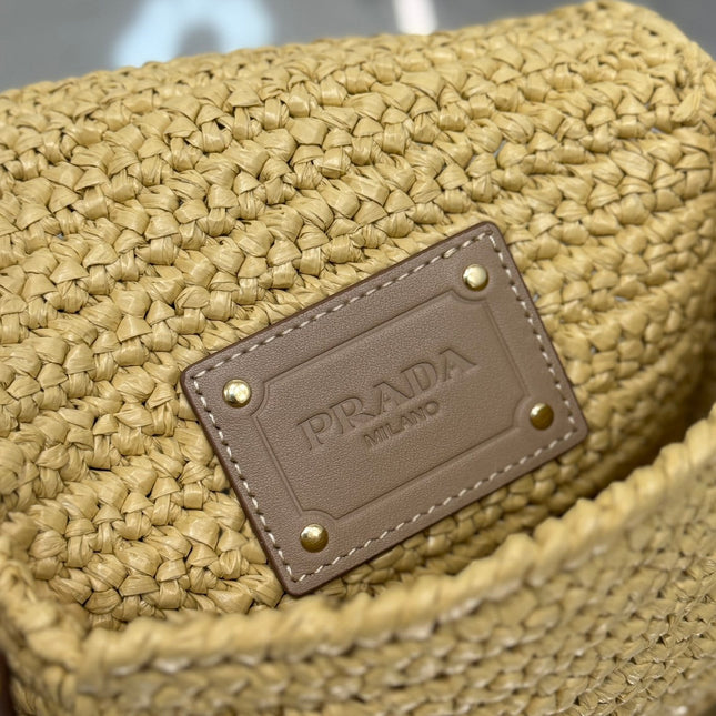 WOVEN SMALL FLAP BAG 16 IN BEIGE RAFFIA GOLD HARDWARE