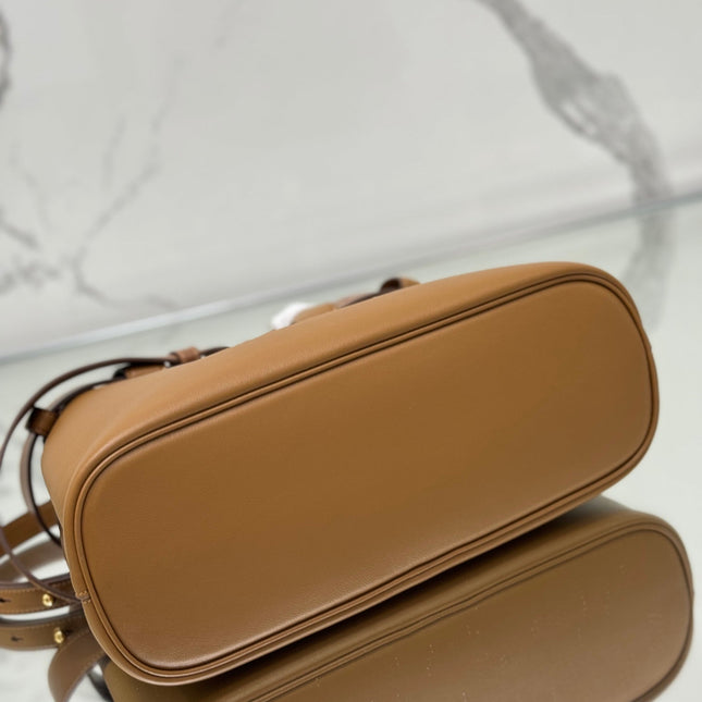 TOTE BAG WITH BELT 32 IN CIDER BROWN IMPORTED CALFSKIN