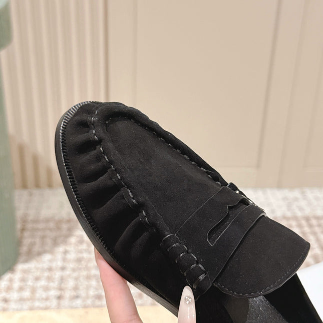 YSL 25S LOAFER MULE IN BLACK SUEDE