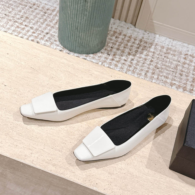 YSL 25S POPPY BALLET FLATS IN IVORY GLOSSY LAMBSKIN