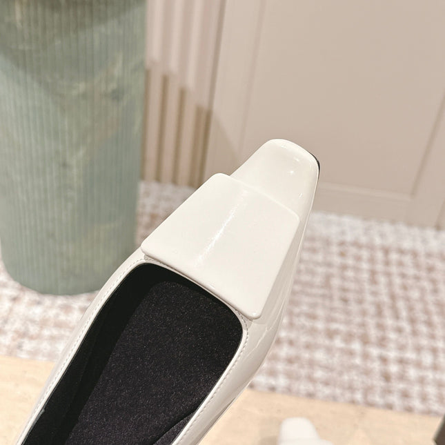 YSL 25S POPPY BALLET FLATS IN IVORY GLOSSY LAMBSKIN