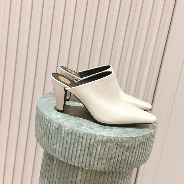 YSL 25S JILL MULES IN IVORY SMOOTH CALFSKIN
