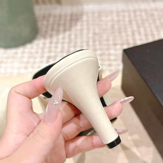 YSL 25S JILL MULES IN IVORY SMOOTH CALFSKIN