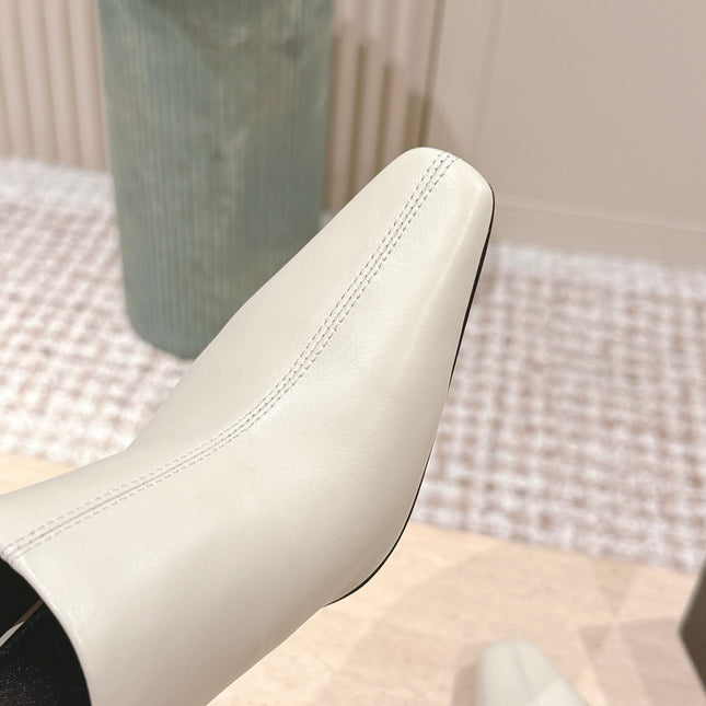 YSL 25S JILL MULES IN IVORY SMOOTH CALFSKIN