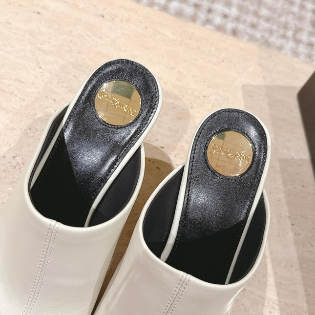 YSL 25S JILL MULES IN IVORY SMOOTH CALFSKIN