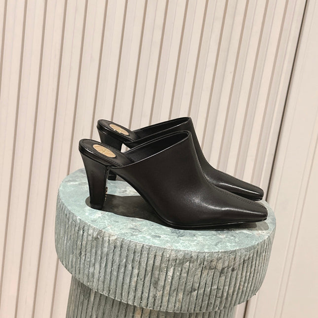 YSL 25S JILL MULES IN BLACK SMOOTH CALFSKIN