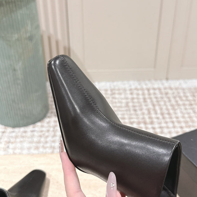 YSL 25S JILL MULES IN BLACK SMOOTH CALFSKIN