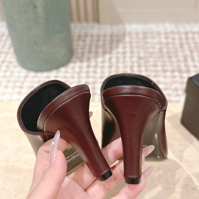 YSL 25S JILL MULES IN BURGUNDY SMOOTH CALFSKIN