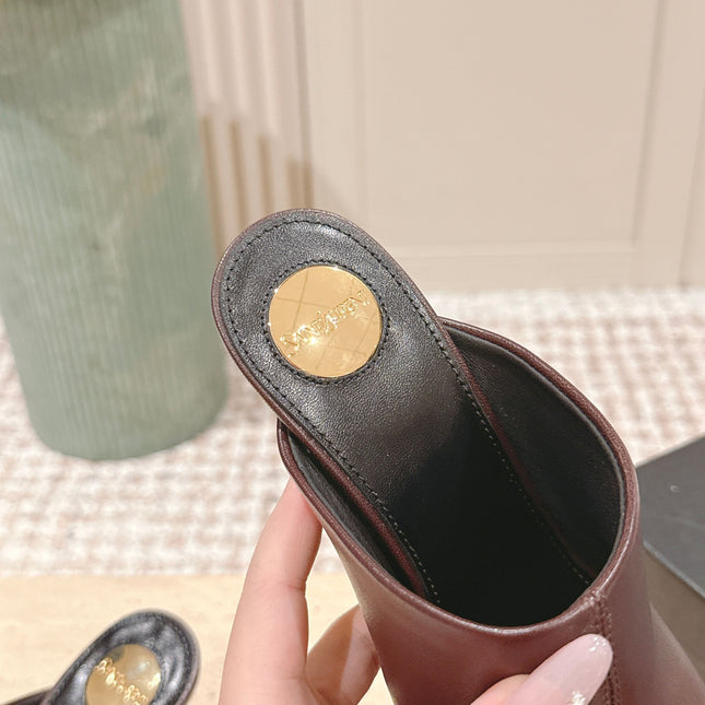 YSL 25S JILL MULES IN BURGUNDY SMOOTH CALFSKIN