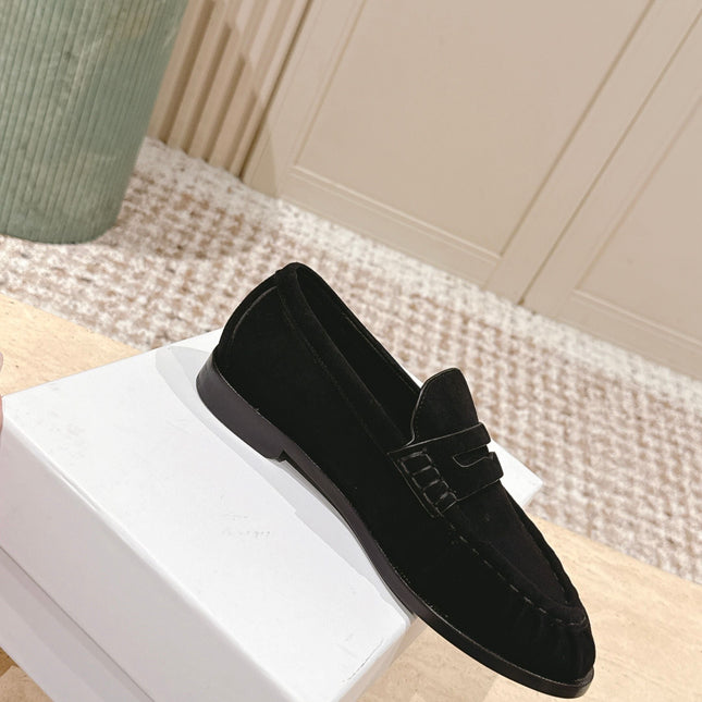 YSL 25S SAINT LAURENT LOAFERS IN BLACK SUEDE WITH SMALL LOGO
