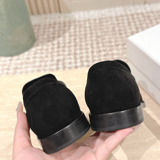 YSL 25S SAINT LAURENT LOAFERS IN BLACK SUEDE WITH SMALL LOGO