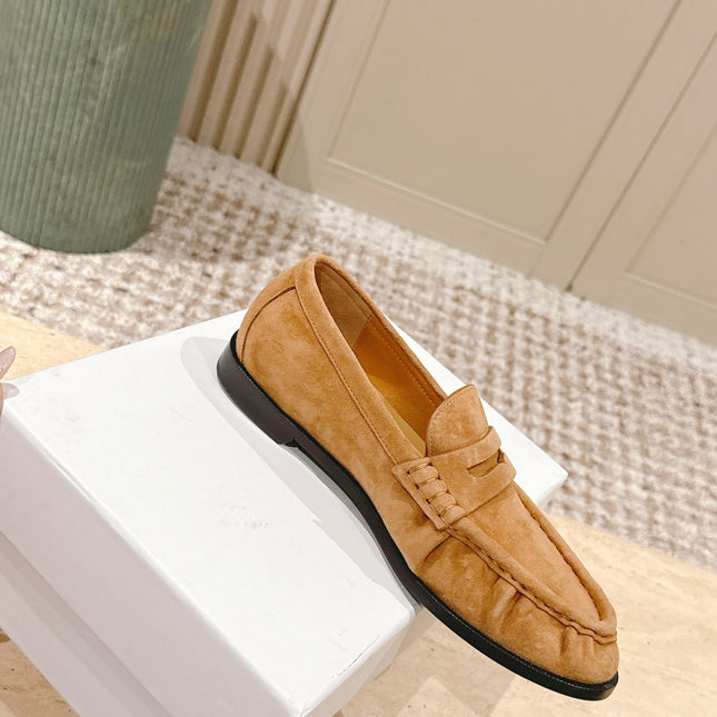 YSL 25S SAINT LAURENT LOAFERS IN BROWN SUEDE WITH SMALL LOGO