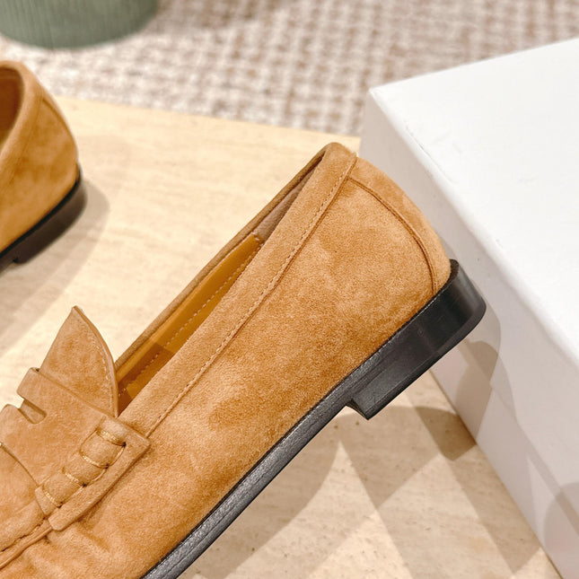 YSL 25S SAINT LAURENT LOAFERS IN BROWN SUEDE WITH SMALL LOGO