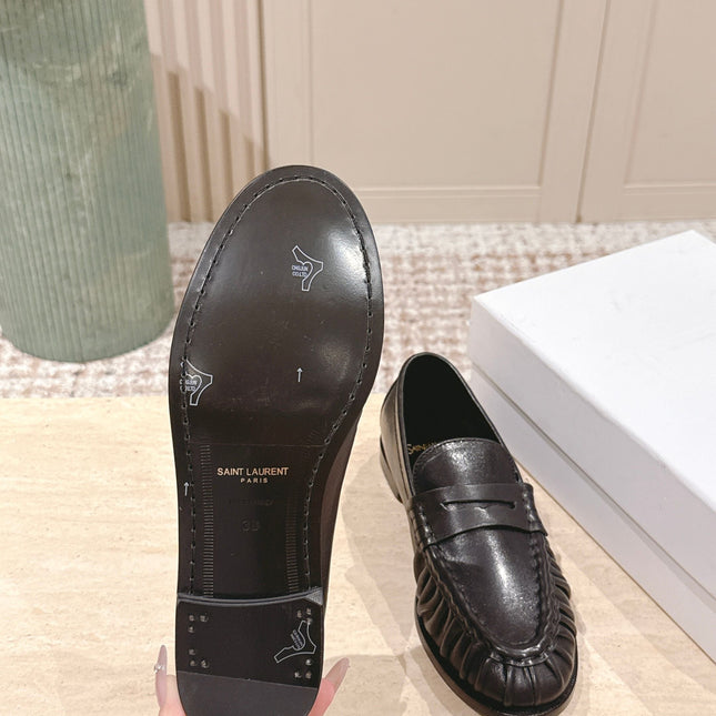 YSL 25S SAINT LAURENT LOAFERS IN BLACK CALFSKIN WITH SMALL LOGO