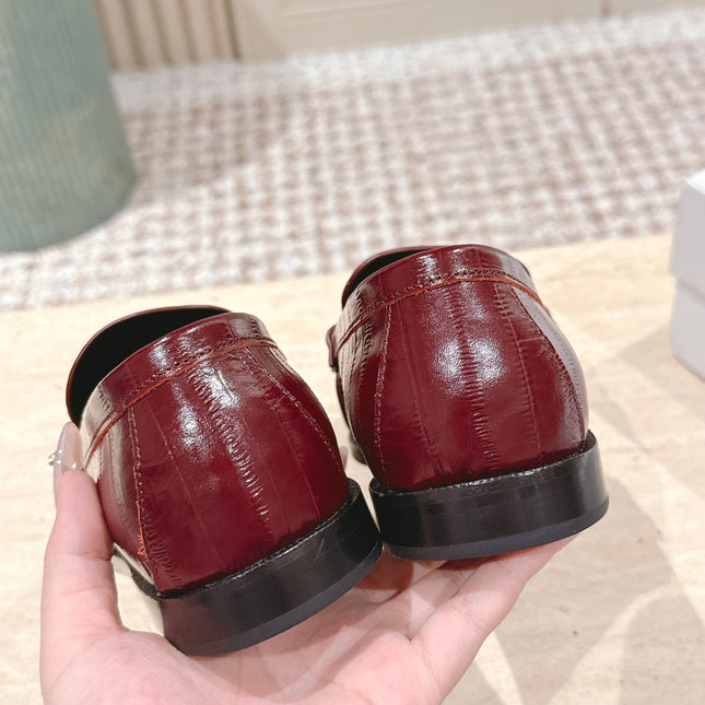 YSL 25S SAINT LAURENT LOAFERS IN DARK RED GLOSSY CALFSKIN WITH SMALL LOGO