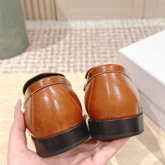 YSL 25S SAINT LAURENT LOAFERS IN BURNT ORANGE CALFSKIN WITH SMALL LOGO