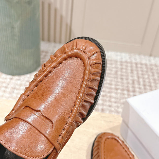 YSL 25S SAINT LAURENT LOAFERS IN BURNT ORANGE CALFSKIN WITH SMALL LOGO