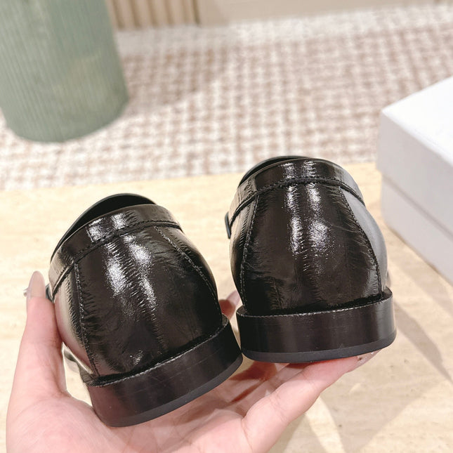 YSL 25S SAINT LAURENT LOAFERS IN BLACK GLOSSY CALFSKIN WITH SMALL LOGO