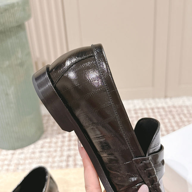 YSL 25S SAINT LAURENT LOAFERS IN BLACK GLOSSY CALFSKIN WITH SMALL LOGO