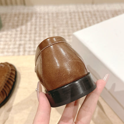 YSL 25S SAINT LAURENT LOAFERS IN BROWN CALFSKIN WITH SMALL LOGO