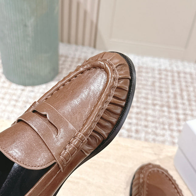 YSL 25S SAINT LAURENT LOAFERS IN BROWN CALFSKIN WITH SMALL LOGO