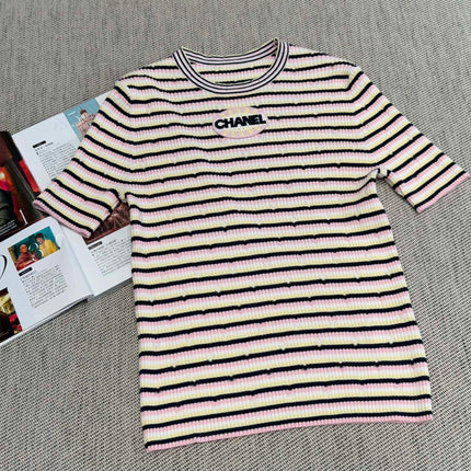 Chanel T- Shirt Pink Yellow mix Black Tencel 232702