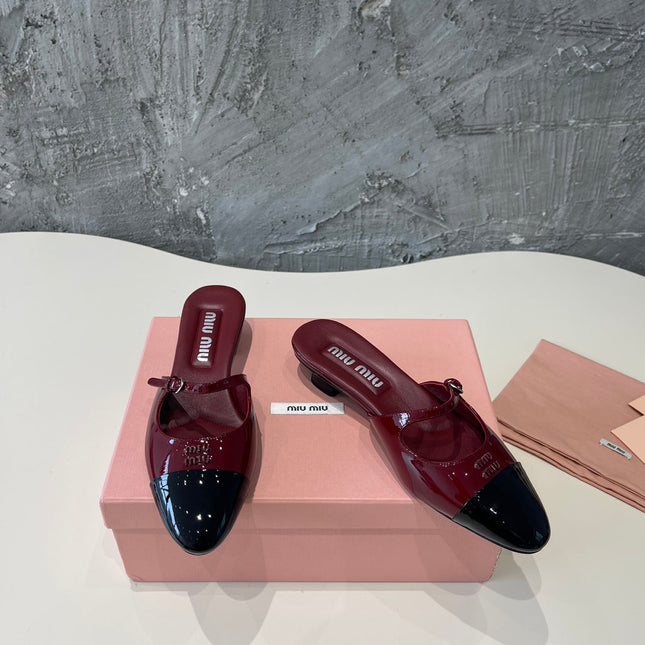 CAP TOE MULES RUBY COLOR SHEEPSKIN