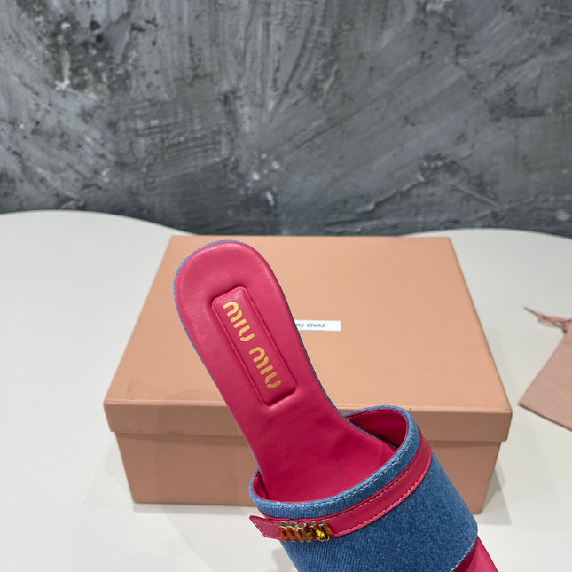 DEEP PINK HIGH HEEL WITH  BLUE STRAPS AND PINK BELT